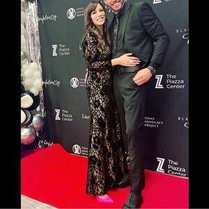 Tadashi Shoji Black Lace Gown, Long Sleeve, Size 2